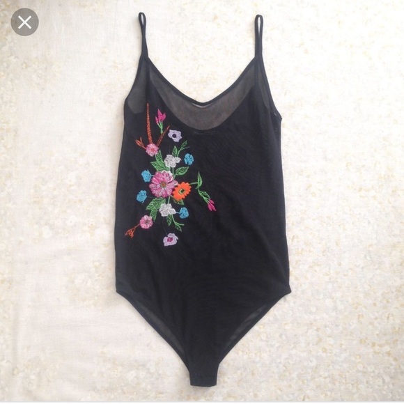Zara Tops - Zara mesh bodysuit with flower NWT